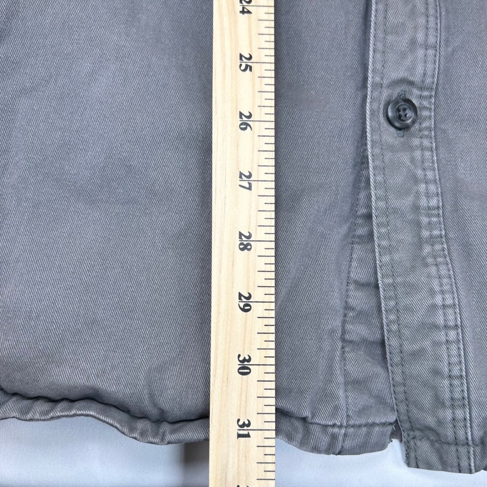 Eddie‎ Bauer Mens Tall Fleece Lined Cotton Twill Shirt Jacket Grey Stripe TL - Picture 11 of 14